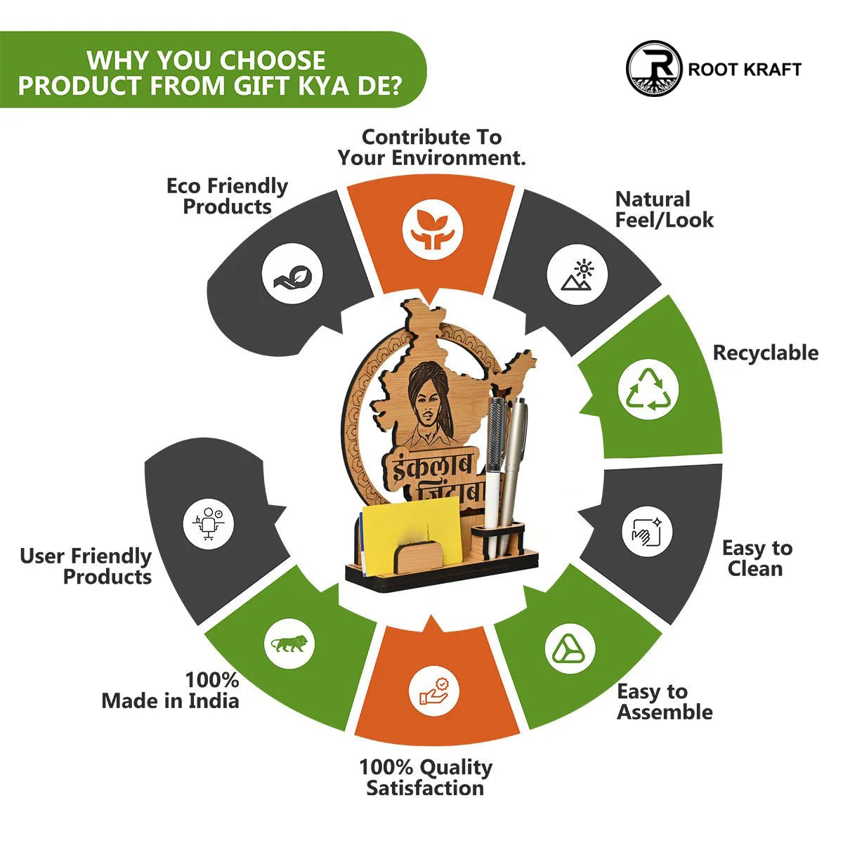 Political Pen Stand and Card Holder | Gandhi Ji, Ambedkar Ji & Bhagat Singh Ji | Wise Quotes | Mementos