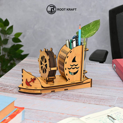 Boat Shape Coaster Stand With Set of 6 Coaster & Cute Test Tube Planter