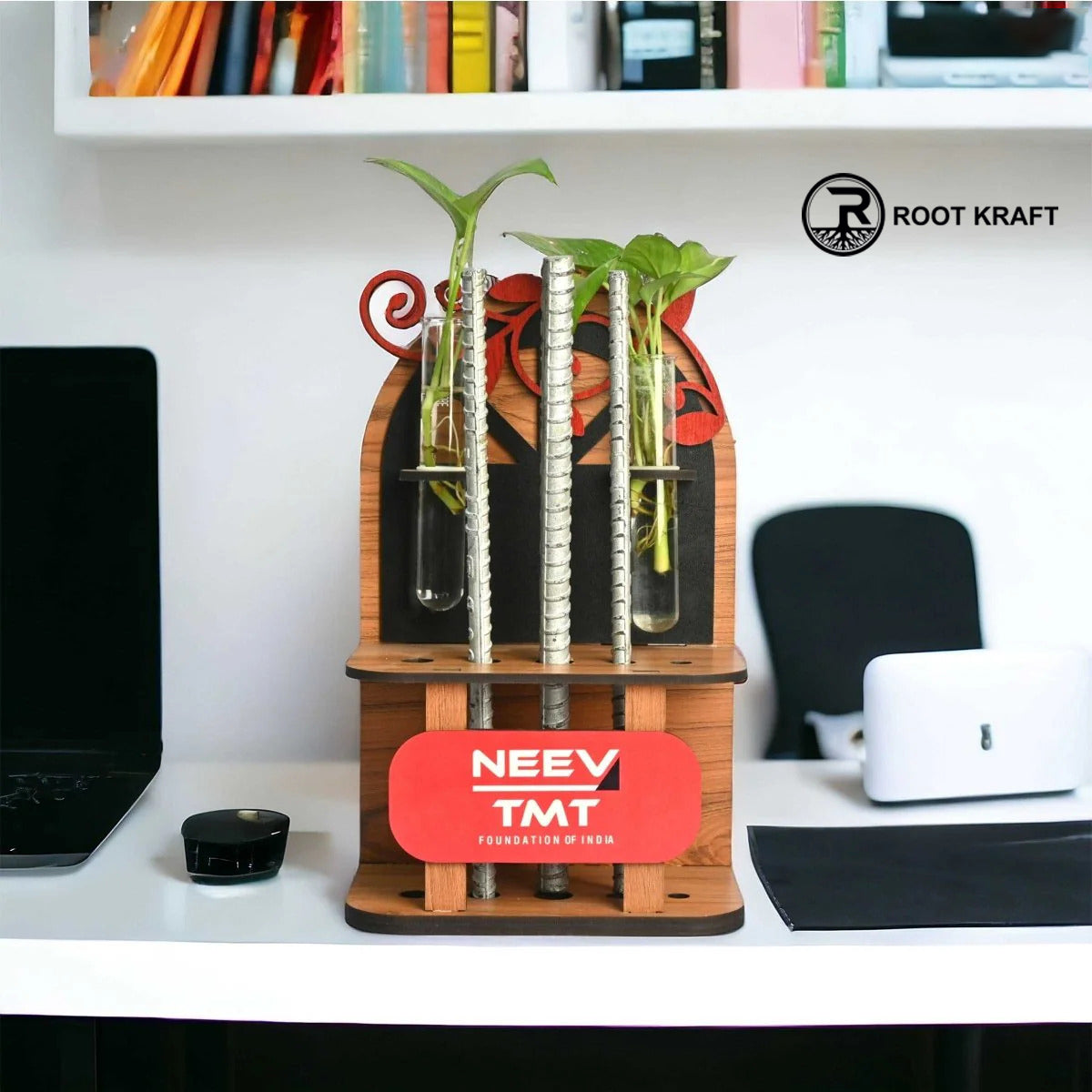 Customize Spacious Iron Rod Stand With Test Tube Planter | Eco-Friendly Product | Perfect Gift For Industries