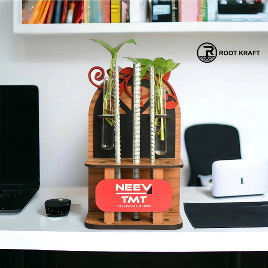 Customize Spacious Iron Rod Stand With Test Tube Planter | Eco-Friendly Product | Perfect Gift For Industries