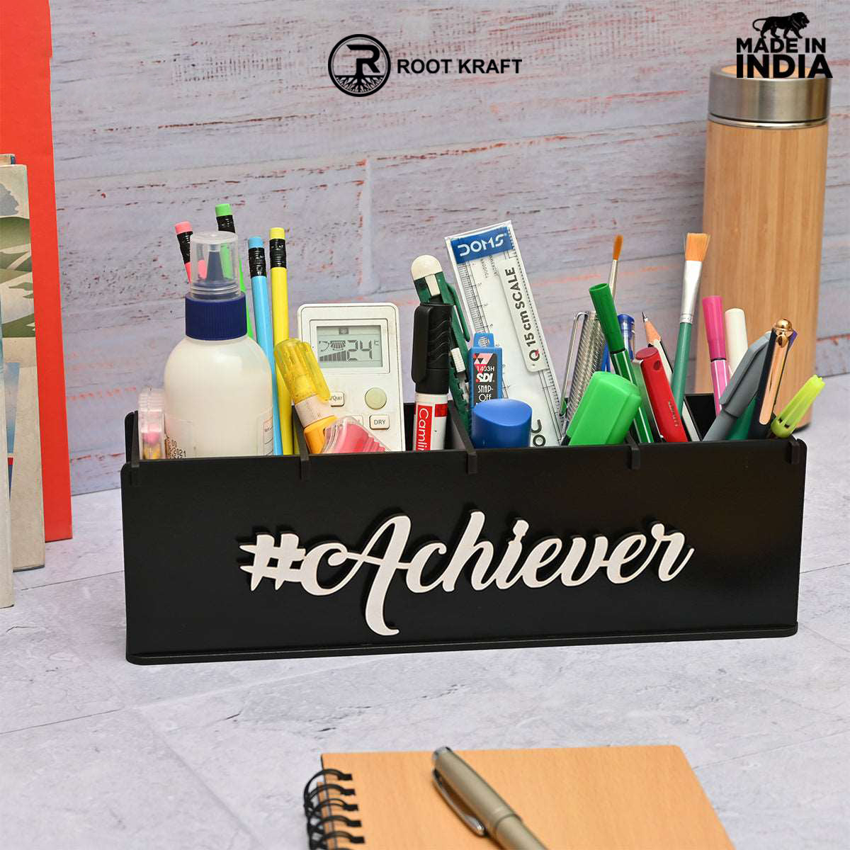 Motivational Desk Organizer | 4 Compartments | Desk Accessories