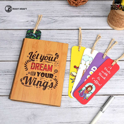 Diary Notebook with 5 Colorful Bookmarks | Motivational Quotes (190 quality pages)