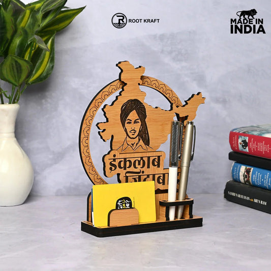 Political Pen Stand and Card Holder | Gandhi Ji, Ambedkar Ji & Bhagat Singh Ji | Wise Quotes | Mementos
