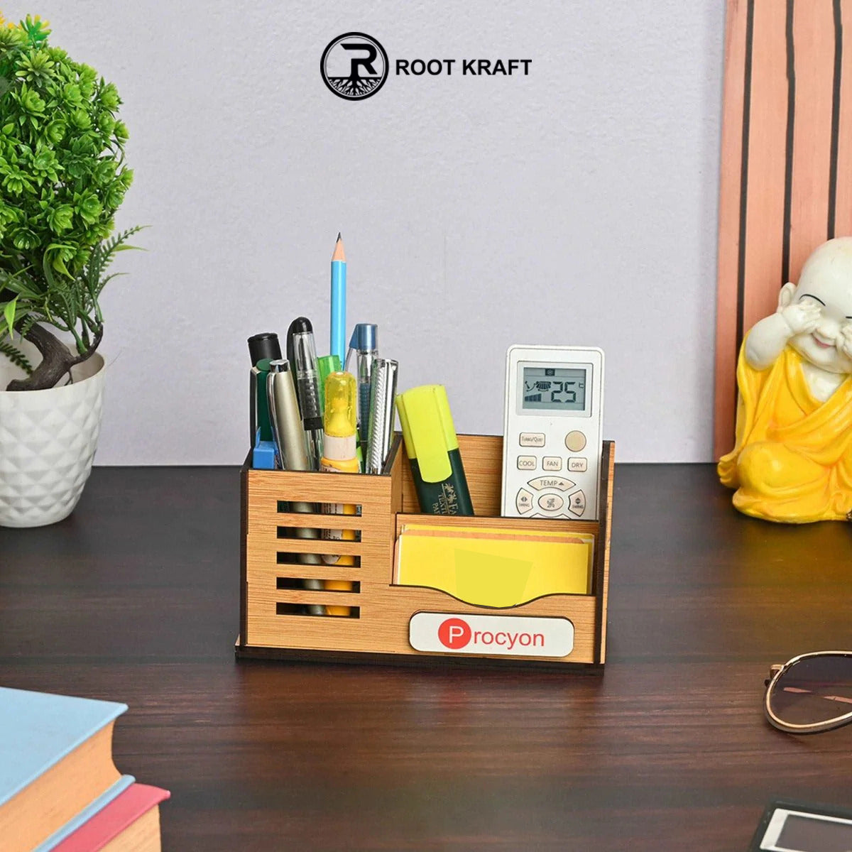 Customized Eco-Friendly Pen Holder with Visiting Card Holder | Spacious and Stylish Desk Organization | Perfect For Corporate Gifting