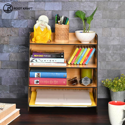 Book Rack 4 Layer Wooden Book Stand for Table | Multipurpose Home Decor Storage Rack & Book Shelf for Wall (DIY)
