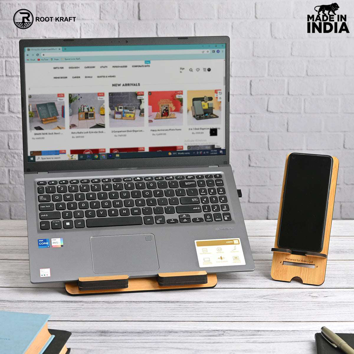 3 Level Portable Laptop Stand with Portable Mobile Holder Combo | Work From Home | Corporate Gifts