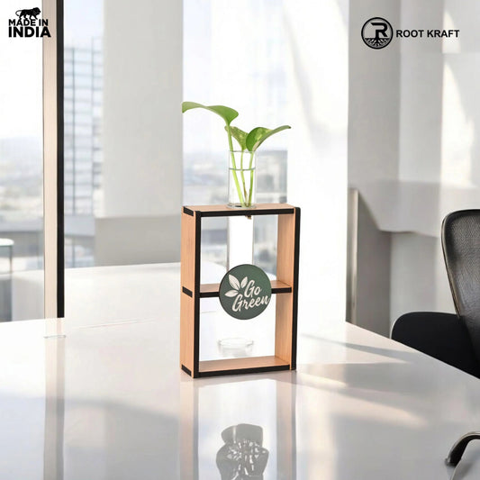 Eco-Friendly Test Tube Planter | Wooden MDF Stand | Indoor Desk Décor & Gifting