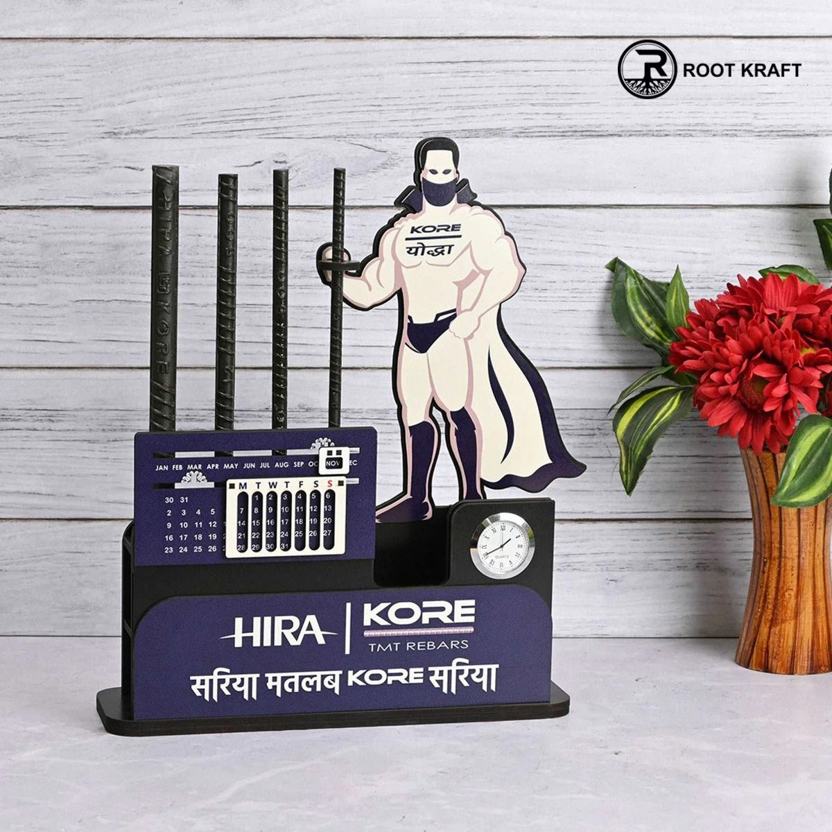 Eco Friendly Customize Iron Rod Stand With Calendar & Clock for Workspace Solutions | Perfect Gift For Industries | Iron Rod Stand with Expansive Storage