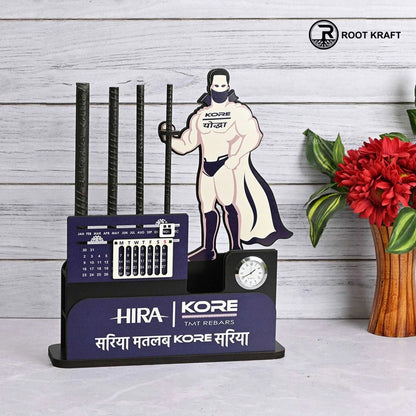 Eco Friendly Customize Iron Rod Stand With Calendar & Clock for Workspace Solutions | Perfect Gift For Industries | Iron Rod Stand with Expansive Storage