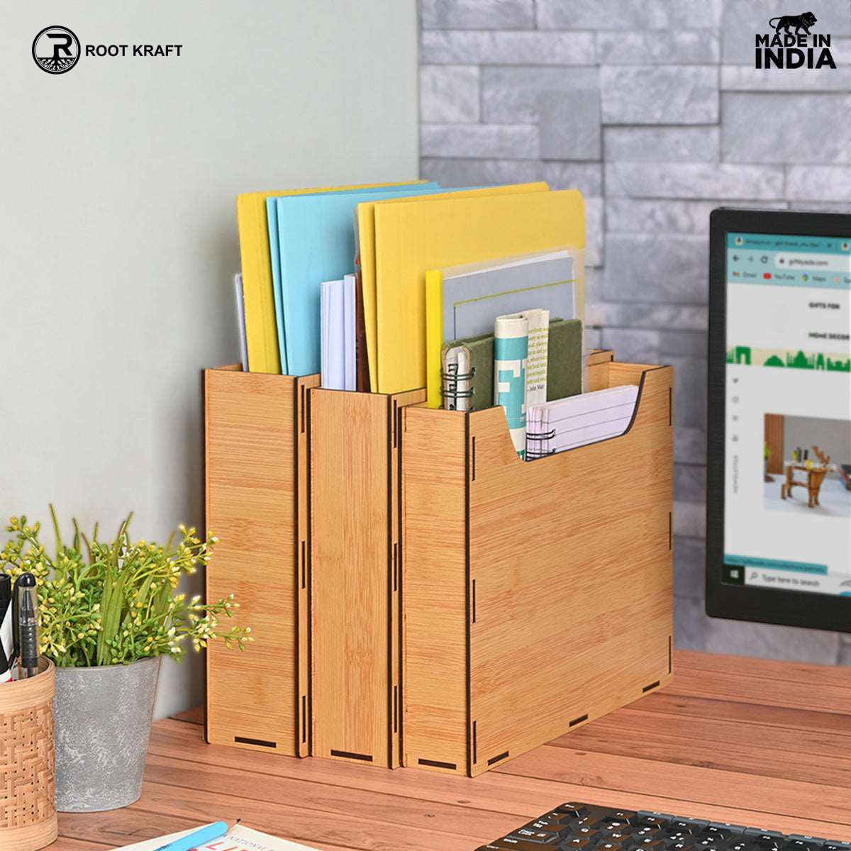 File Organiser 3 Tier Paper Tray For Office Desk, Horizontal & Vertical Adjustment A4 Documents Organizer