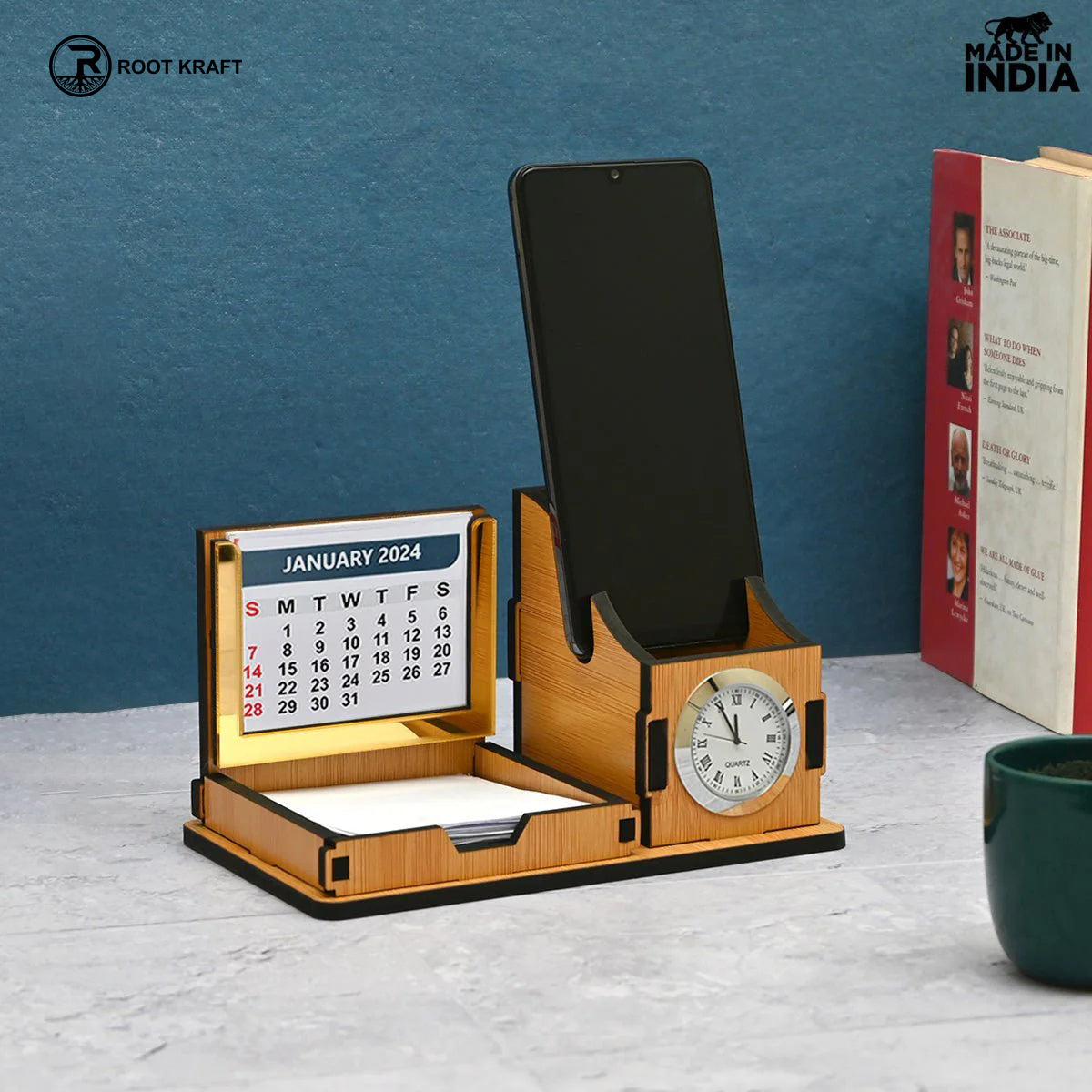 Mini Desk Organizer with Clock & Calendar 2026 | Desk Calendar | Desk Accessories