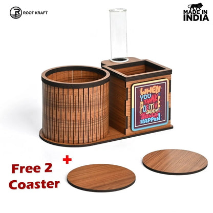 Test Tube Planter With Wooden Water Bottle Holder, Wooden Pen Stand & Coasters | Corporate Gifts | Eco-Friendly