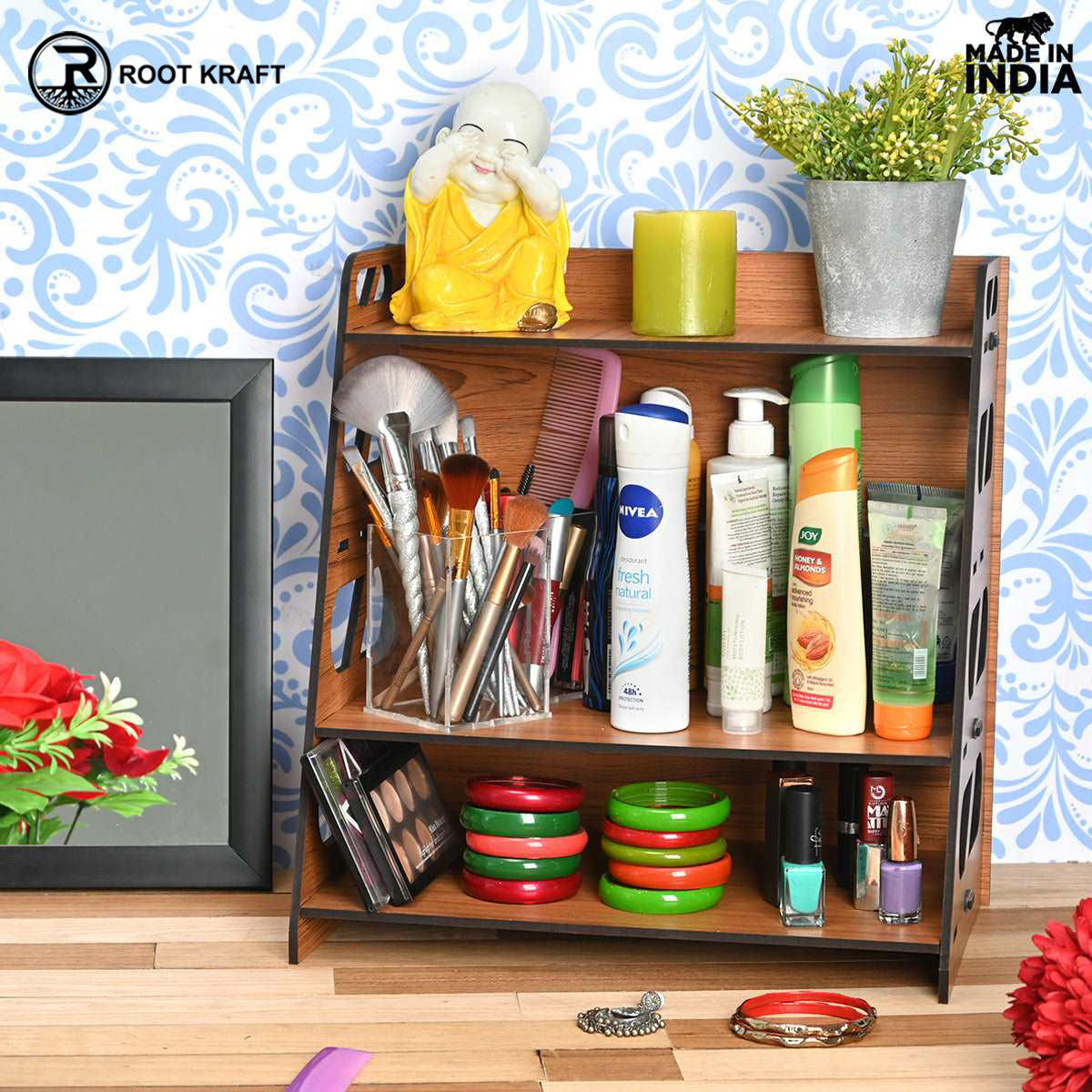 Book Rack 4 Layer Wooden Book Stand for Table | Multipurpose Home Decor Storage Rack & Book Shelf for Wall (DIY)