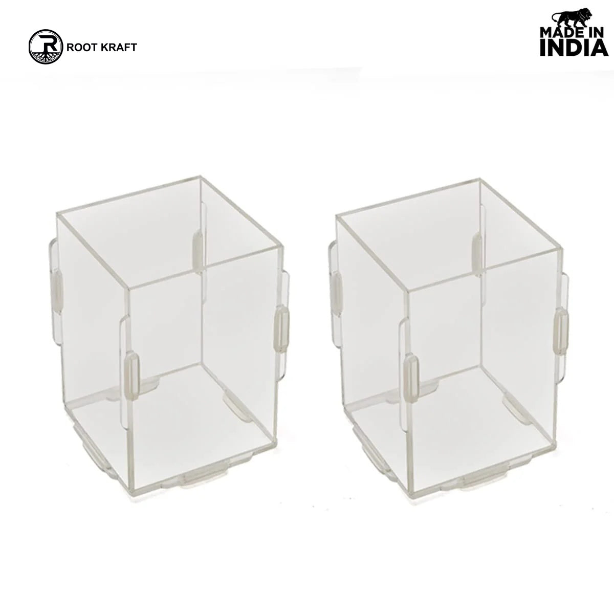 Desk Organizer 2 & 4 Piece Acrylic Pen Holder | Crystal Clear Pencil Holder | Stationery Organizer