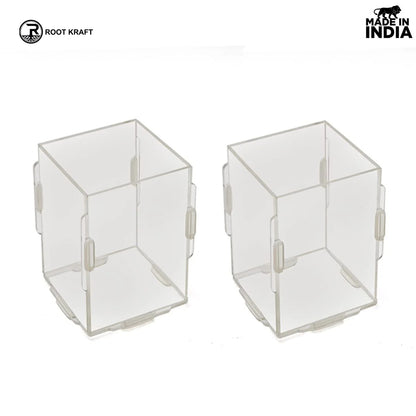Desk Organizer 2 & 4 Piece Acrylic Pen Holder | Crystal Clear Pencil Holder | Stationery Organizer