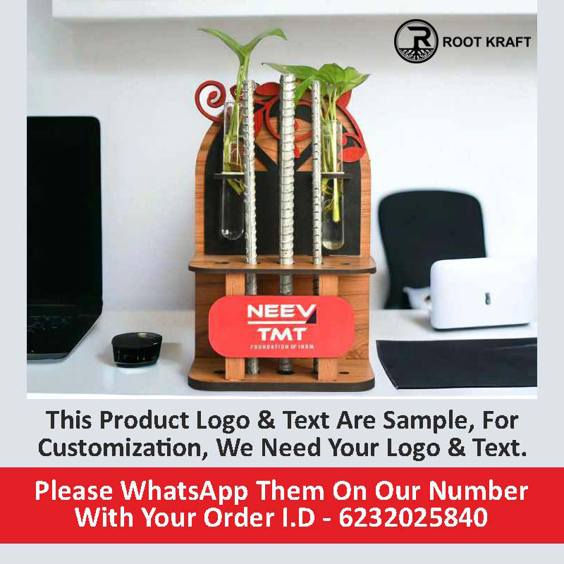 Customize Spacious Iron Rod Stand With Test Tube Planter | Eco-Friendly Product | Perfect Gift For Industries