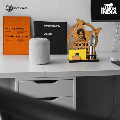 Political Pen Stand and Card Holder | Gandhi Ji, Ambedkar Ji & Bhagat Singh Ji | Wise Quotes | Mementos