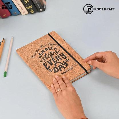 Eco-Friendly Cork Diary with Pen Holder | 190 Pages | Motivational Quote & Personalized Name Option