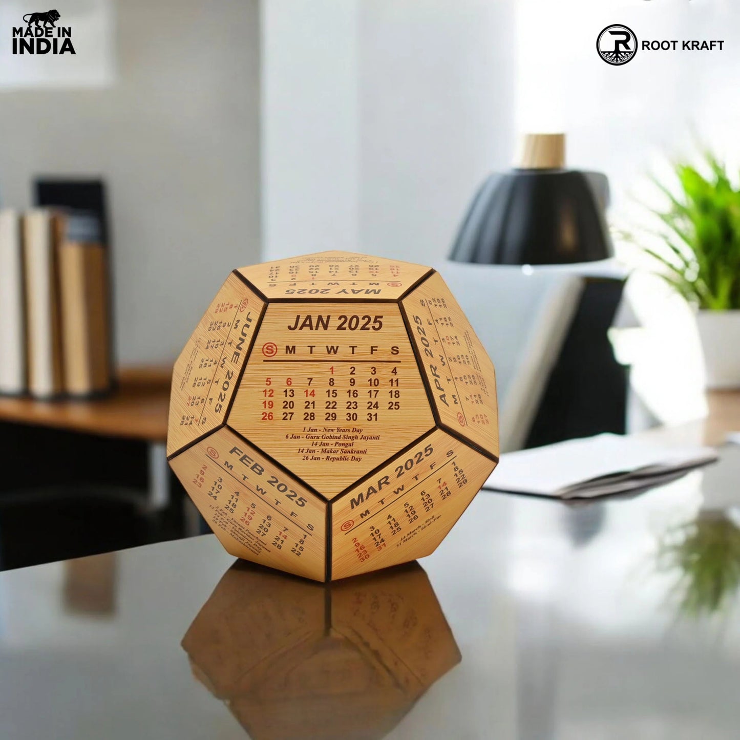 3D Pentagon Desk Calendar 2025 | Table Calendar | Eco-Friendly