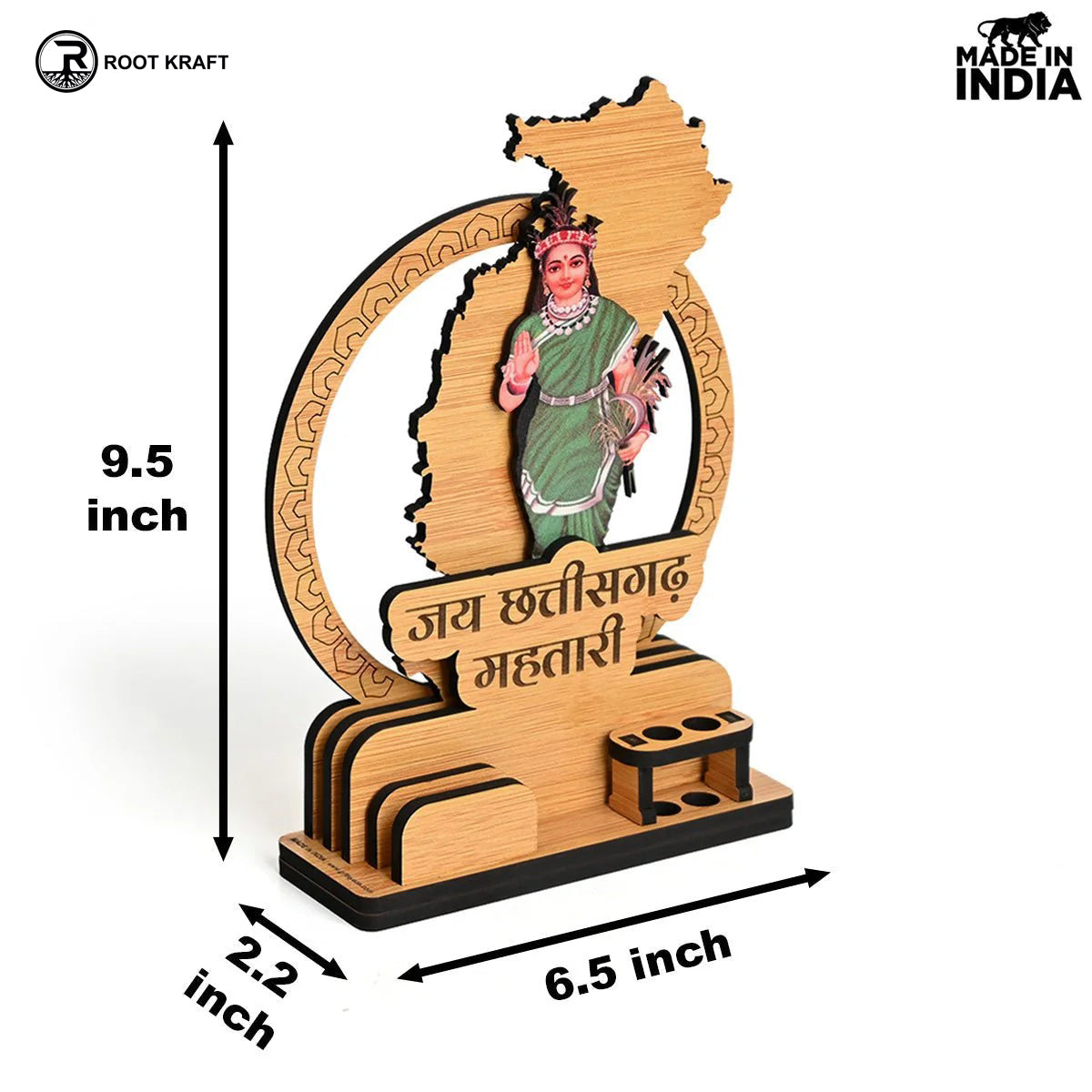 Political Pen Stand and Card Holder | Chhattisgarh Mahtari | Chhattisgarh Map Mementos