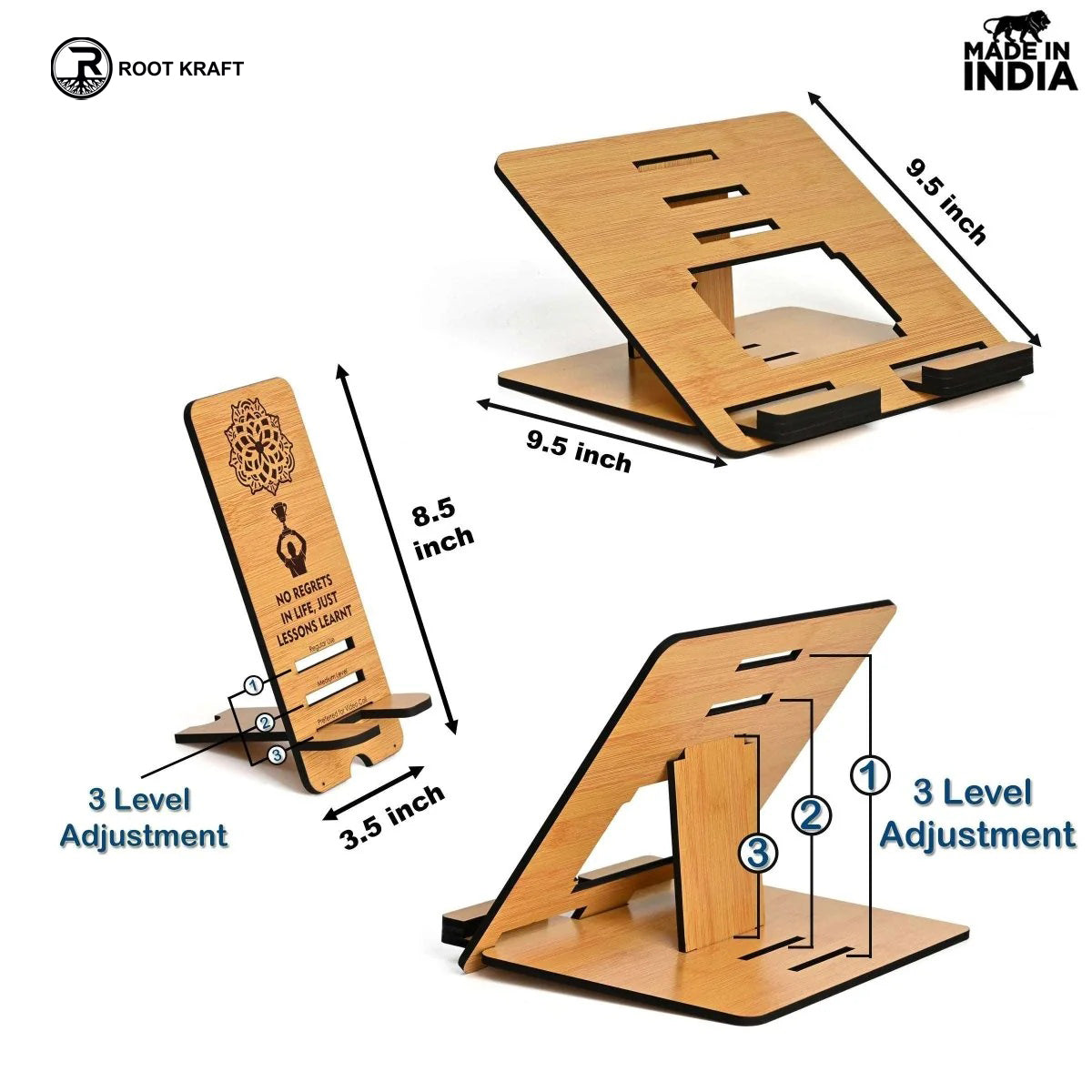 3 Level Portable Laptop Stand with Portable Mobile Holder Combo | Work From Home | Corporate Gifts