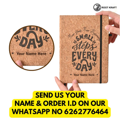 Eco-Friendly Cork Diary with Pen Holder | 190 Pages | Motivational Quote & Personalized Name Option