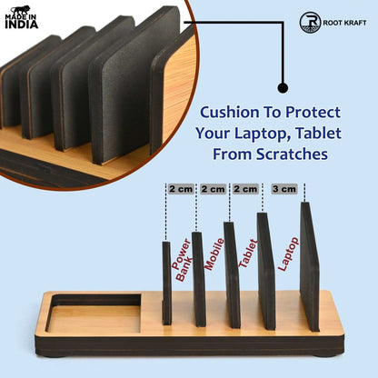 Multi-Device Charging Stand Organizer for Laptop, Tablet, Mobile And Power Bank | All-In-One Charging Station