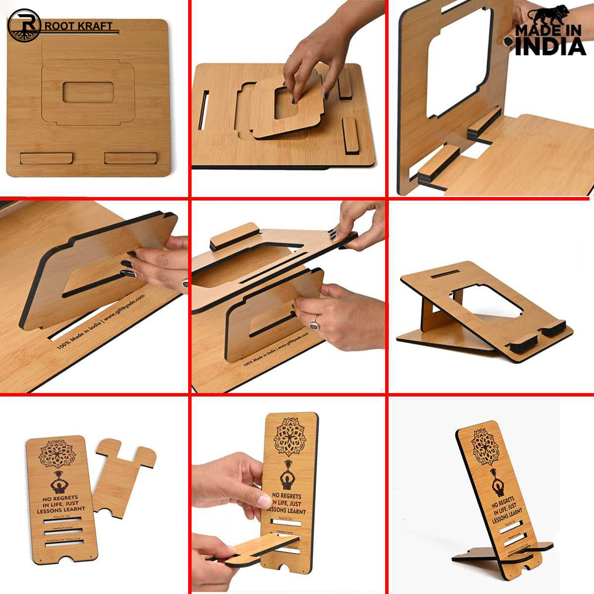 3 Level Portable Laptop Stand with Portable Mobile Holder Combo | Customized Corporate Gifts | Work From Home