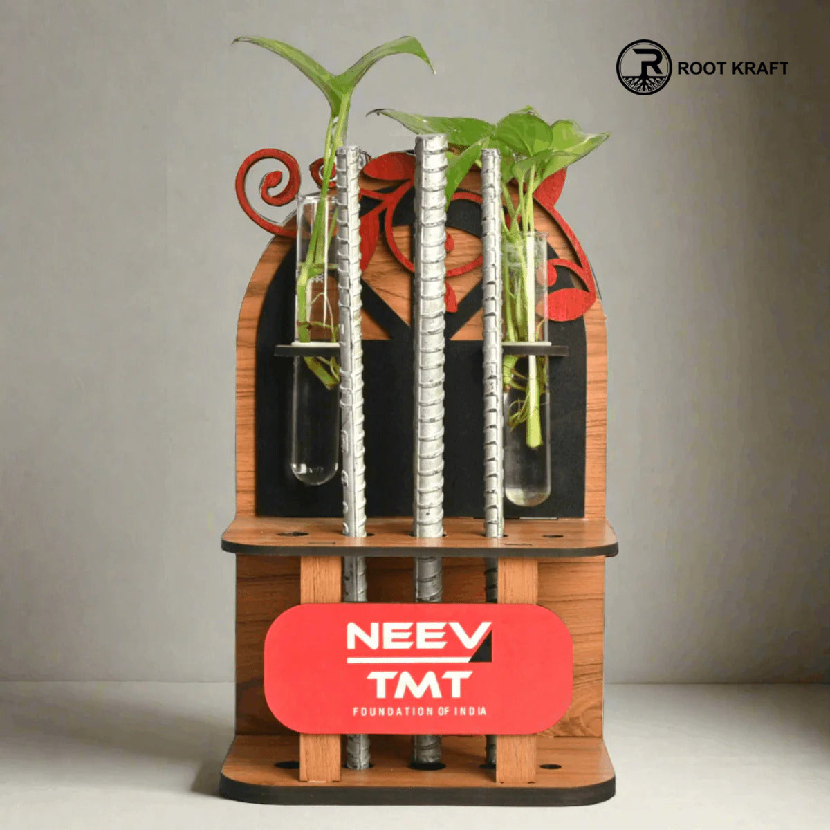 Customize Spacious Iron Rod Stand With Test Tube Planter | Eco-Friendly Product | Perfect Gift For Industries
