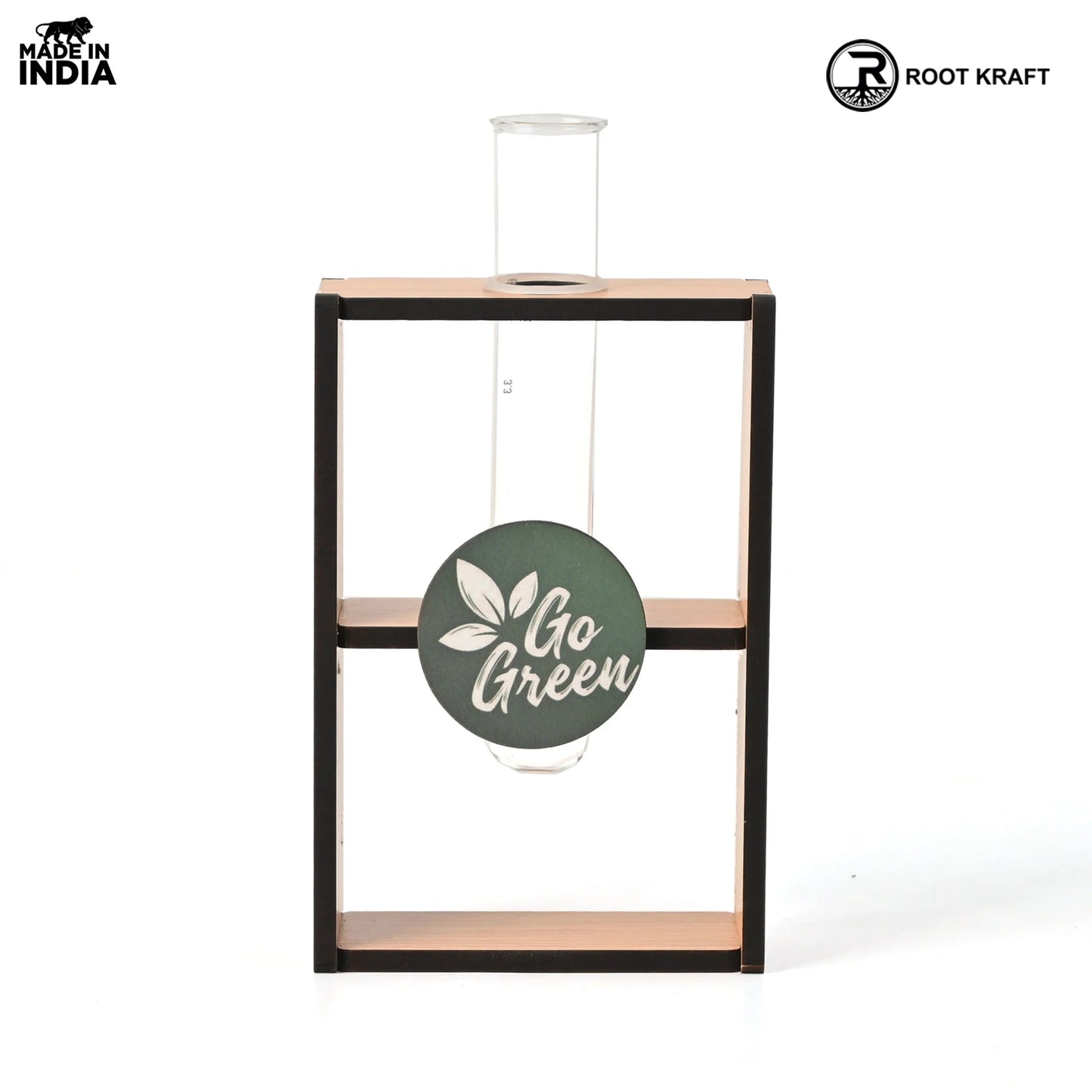 Eco-Friendly Test Tube Planter | Wooden MDF Stand | Indoor Desk Décor & Gifting