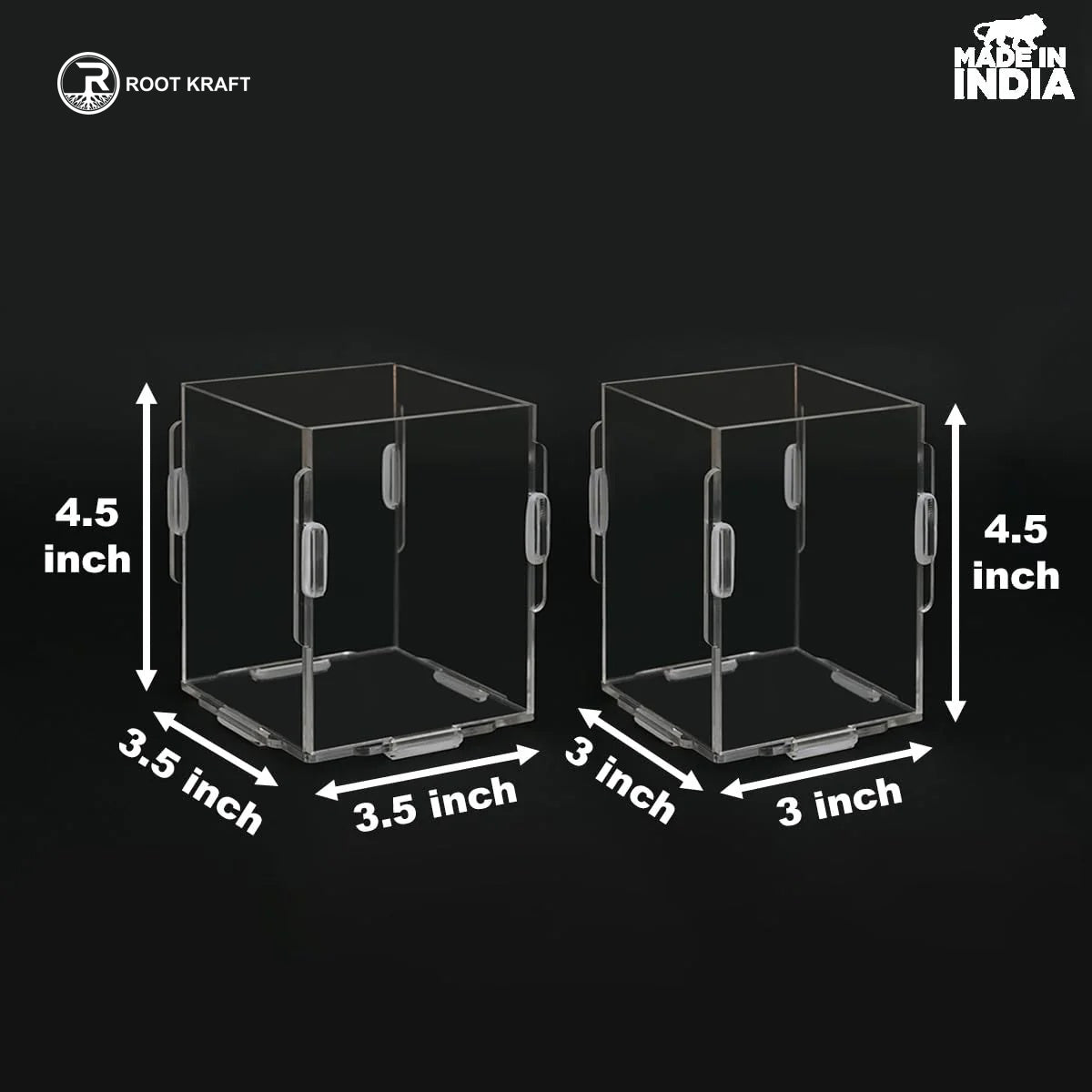 Desk Organizer 2 & 4 Piece Acrylic Pen Holder | Crystal Clear Pencil Holder | Stationery Organizer
