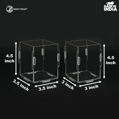 Desk Organizer 2 & 4 Piece Acrylic Pen Holder | Crystal Clear Pencil Holder | Stationery Organizer