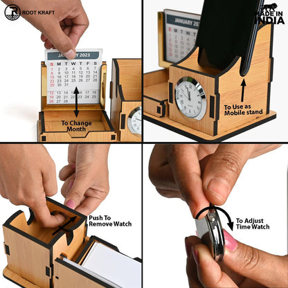 Mini Desk Organizer with Clock & Calendar 2026 | Desk Calendar | Desk Accessories