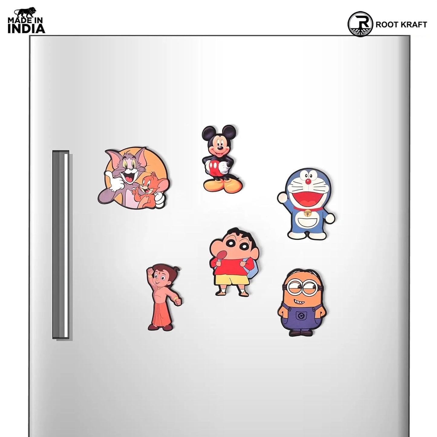 Wooden Fridge Magnet Set – Pack of 6 | Cartoon, Emoji & Veggie Designs | Cute, Fun & Durable Refrigerator Magnets