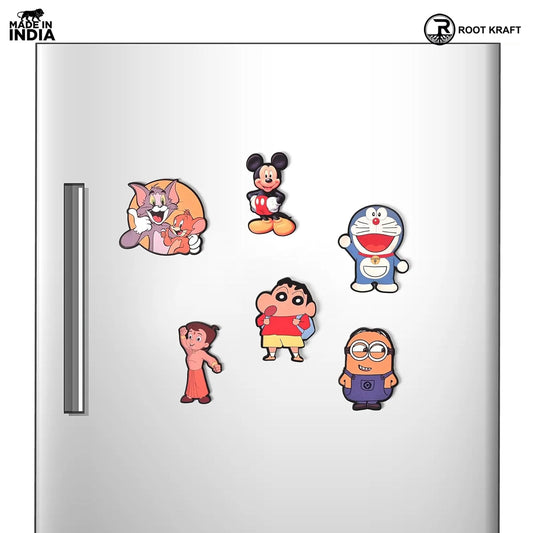 Wooden Fridge Magnet Set – Pack of 6 | Cartoon, Emoji & Veggie Designs | Cute, Fun & Durable Refrigerator Magnets
