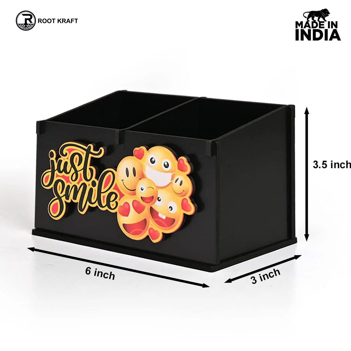 2 Compartment Funky Cosmetic Organizer | Desk Organizer For Girls | Makeup Box With Smileys And Emoji (Eco Friendly)