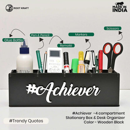 Motivational Desk Organizer | 4 Compartments | Desk Accessories