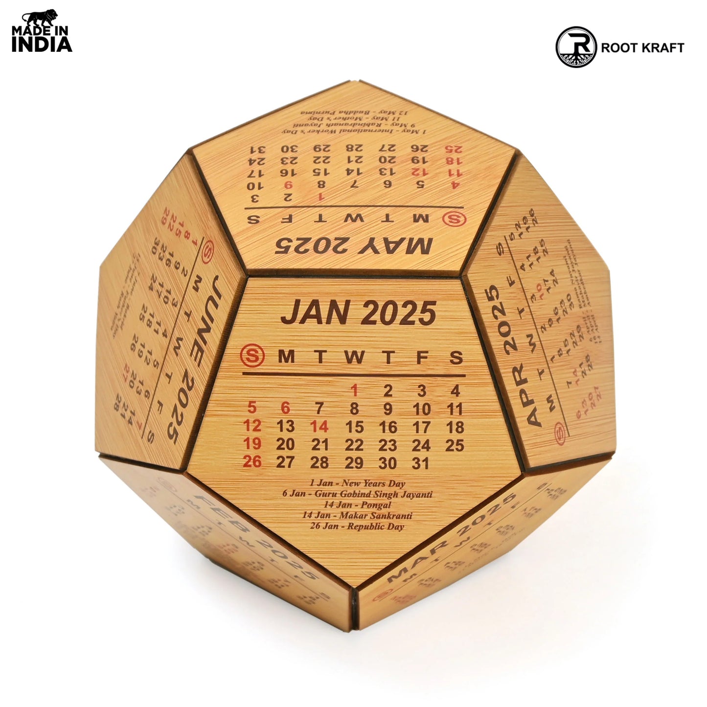 3D Pentagon Desk Calendar 2025 | Table Calendar | Eco-Friendly