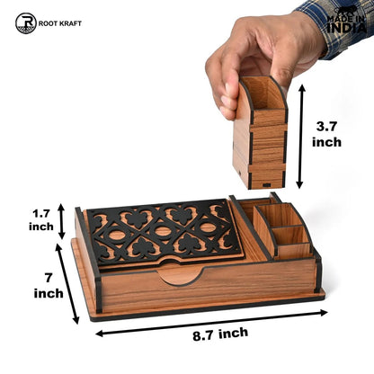 Tissue Paper Holder for Dining Table with Toothpick Holder Designer 5 Compartment Dining Table Accessories for Home Decor