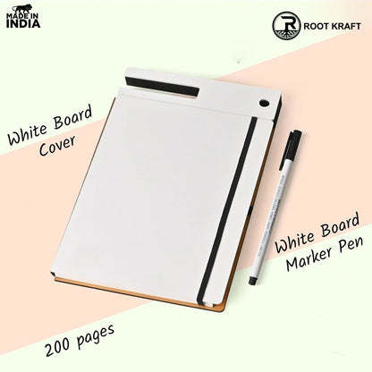 Wooden Smart Diary with White Board & Marker | A5 Notebook with Mobile & Pen Stand | Personal Use, Office & Corporate Gift