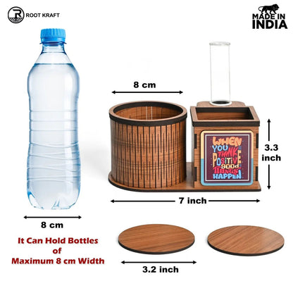 Test Tube Planter With Wooden Water Bottle Holder, Wooden Pen Stand & Coasters | Corporate Gifts | Eco-Friendly