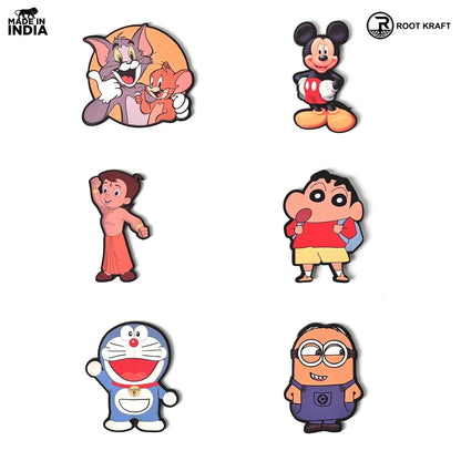Wooden Fridge Magnet Set – Pack of 6 | Cartoon, Emoji & Veggie Designs | Cute, Fun & Durable Refrigerator Magnets