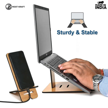 3 Level Portable Laptop Stand with Portable Mobile Holder Combo | Work From Home | Corporate Gifts