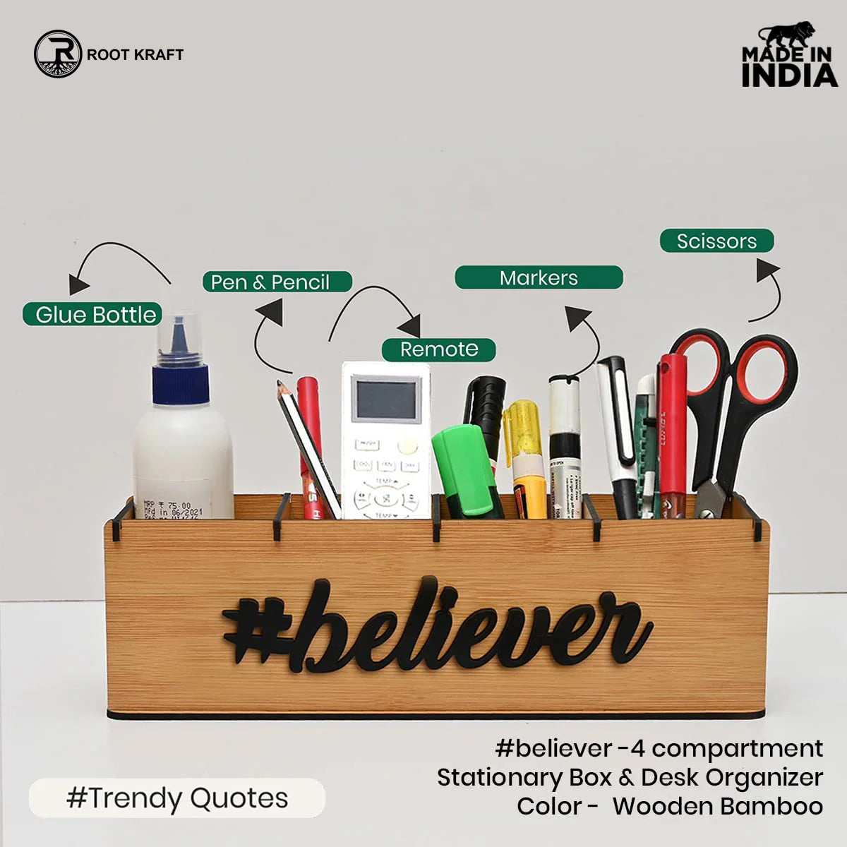 Combo Desk Organizer 4 Compartment | Pen Stand For Office Table | Stylish & Eco-Friendly