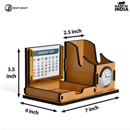 Mini Desk Organizer with Clock & Calendar 2026 | Desk Calendar | Desk Accessories
