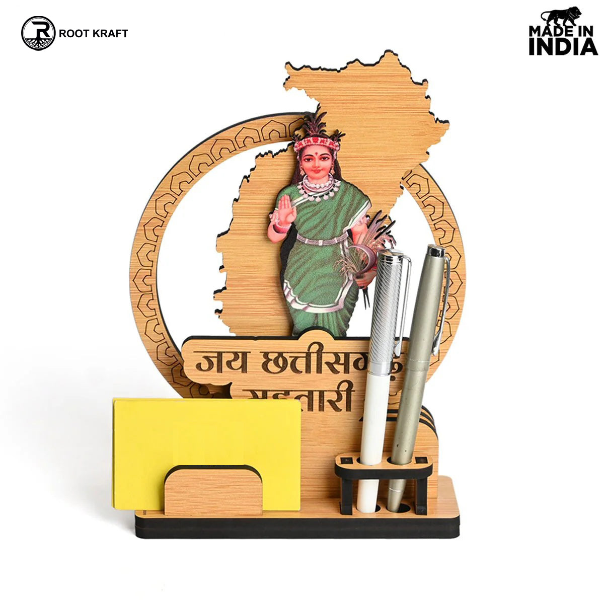 Political Pen Stand and Card Holder | Chhattisgarh Mahtari | Chhattisgarh Map Mementos