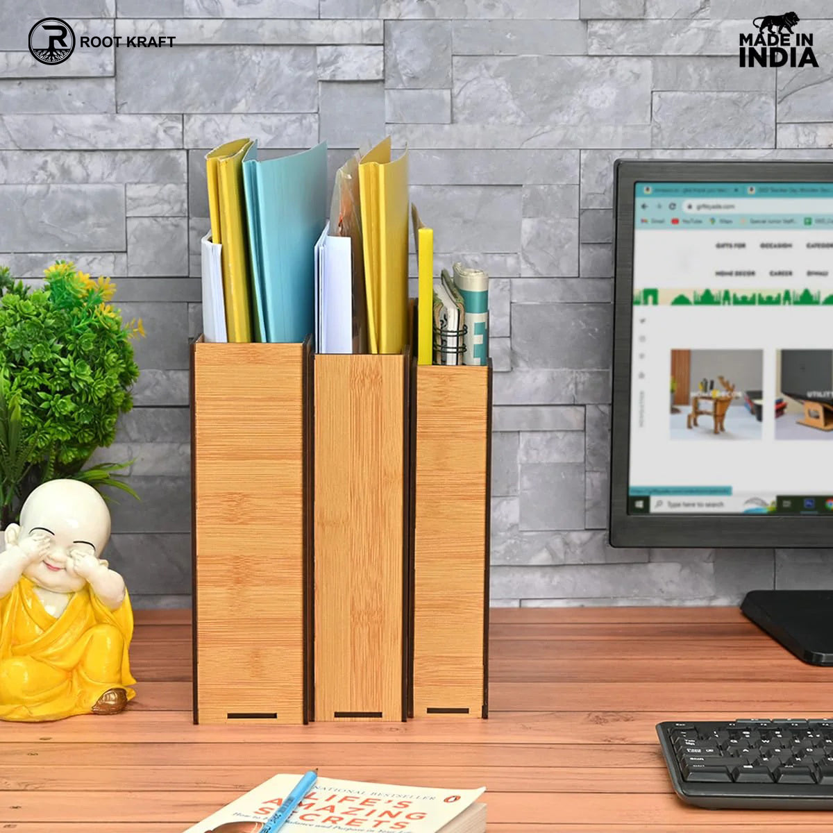 File Organiser 3 Tier Paper Tray For Office Desk, Horizontal & Vertical Adjustment A4 Documents Organizer