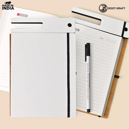 Wooden Smart Diary with White Board & Marker | A5 Notebook with Mobile & Pen Stand | Personal Use, Office & Corporate Gift