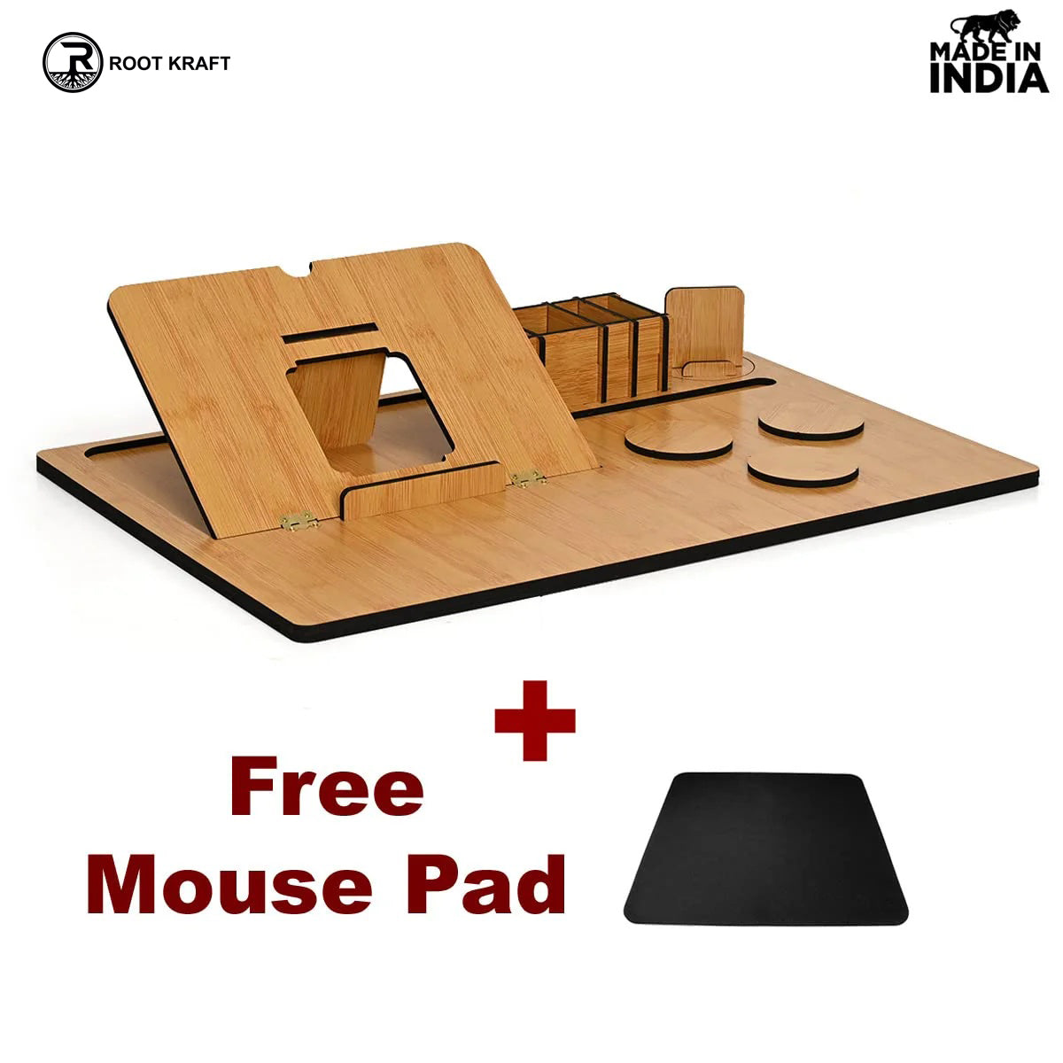 Lapdesks Premium All-in-one Table top for Laptop Stand with Cooling pad Keyboard and Mouse pad Mobile Stand Stationary Desk Organizers and Coaster Set (All in One)