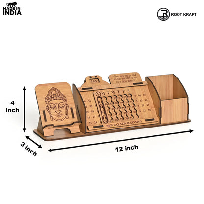 Lifetime Calendar With Desk Organizer and Mobile Stand | Desk Calendar | Mobile Accessories